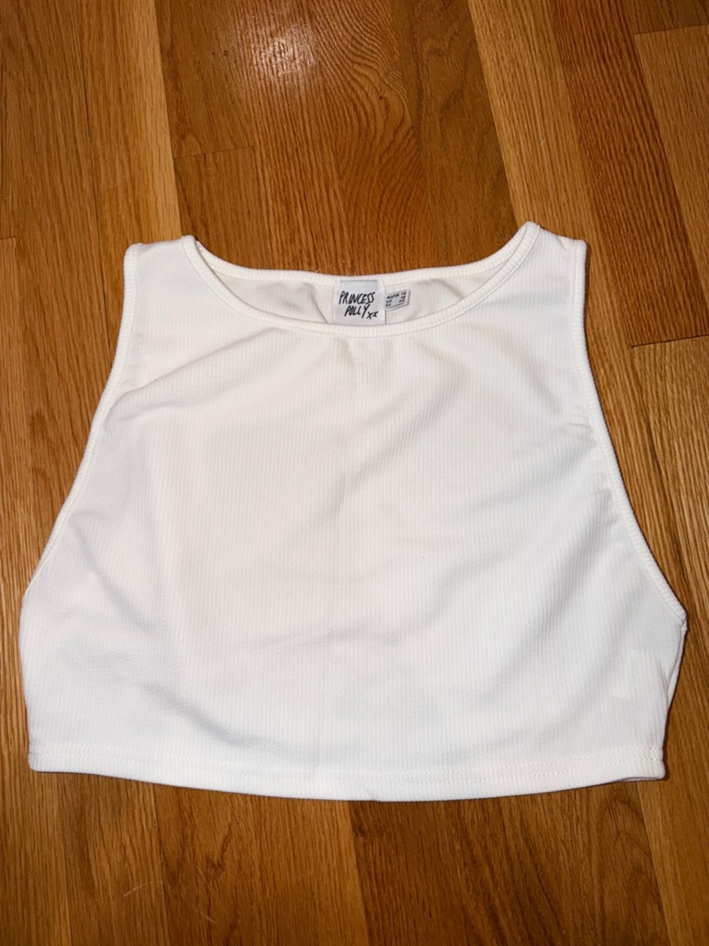 Princess Polly White Ribbed Crop Tank